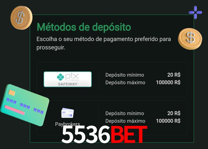 O cassino 5536Bet oferece uma grande variedade de métodos de pagamento
